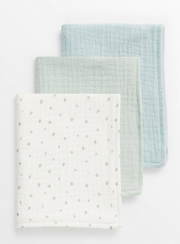 Plain & Spot Muslin Cloths 3 Pack One Size